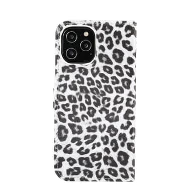 Leopardikuvioinen lompakkokuori iPhone 12 Pro Maxille - Valkoinen
