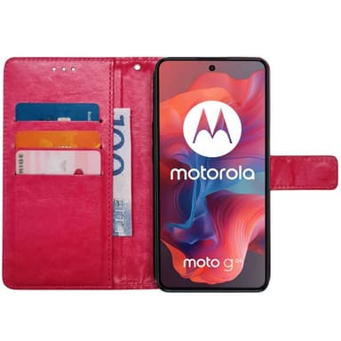Lompakkokotelo 3-kortti Motorola Moto G04 - Vaaleanpunainen