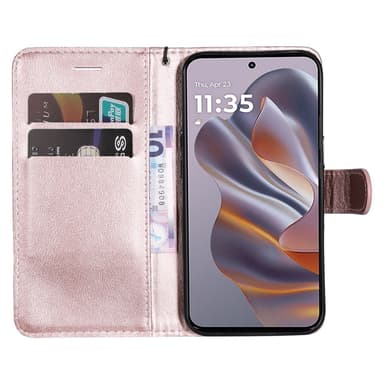 SKALO Motorola Edge 50 Neo 5G PU-nahkainen Lompakkokotelo - Ruusukulta