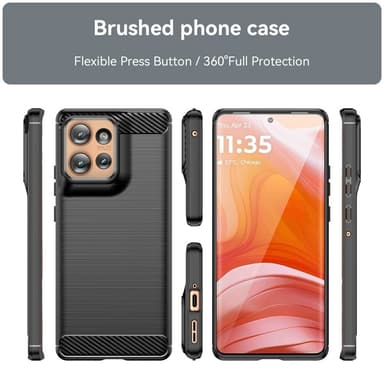 SKALO Motorola Edge 50 5G Armor Carbon Iskunkestävä TPU suojakuori - Musta