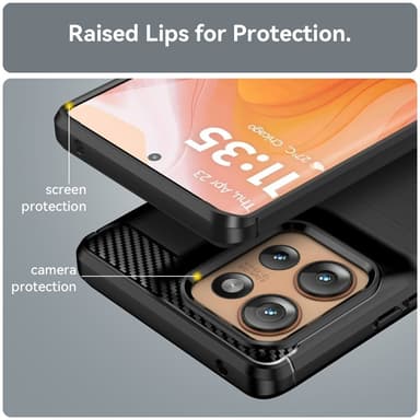 SKALO Motorola Edge 50 5G Armor Carbon Iskunkestävä TPU suojakuori - Musta