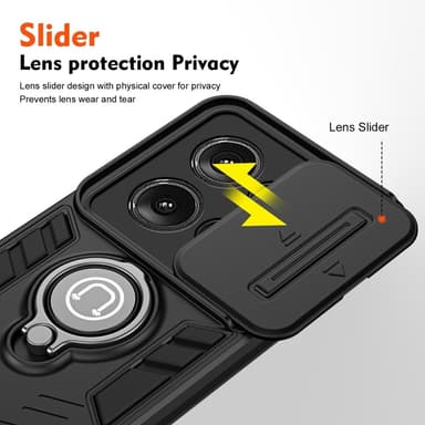 SKALO Motorola Edge 50 5G Armor hybridi metallirengas kameran liukusäädin - Musta