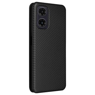SKALO Motorola Moto G35 5G Carbon Fiber Lompakkokotelo - Musta