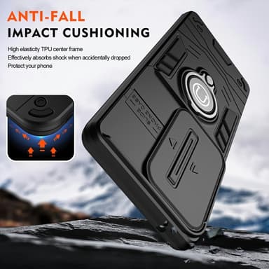 SKALO Motorola Edge 50 5G Armor hybridi metallirengas kameran liukusäädin - Musta