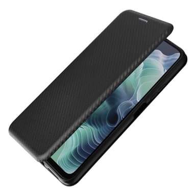 SKALO Motorola Moto G35 5G Carbon Fiber Lompakkokotelo - Musta