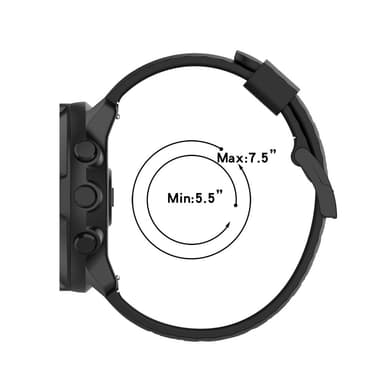 SKALO Silikoniranneke Mobvoi TicWatch Pro 5 - Musta
