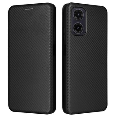 SKALO Motorola Moto G35 5G Carbon Fiber Lompakkokotelo - Musta