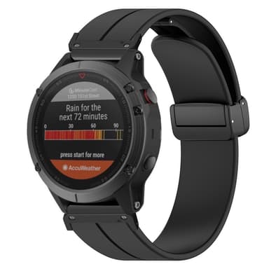 SKALO Silikoniranneke metallisolki Garmin Fenix 7/7 Pro 47mm - Musta