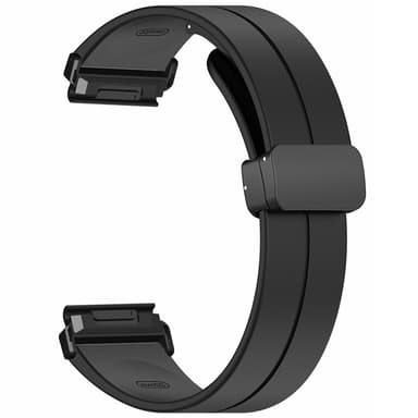 SKALO Silikoniranneke metallisolki Garmin Fenix 7/7 Pro 47mm - Musta