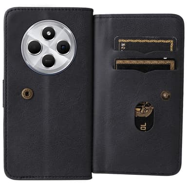 SKALO Xiaomi Redmi 14C 10-lokeroa Lompakkokotelo - Musta