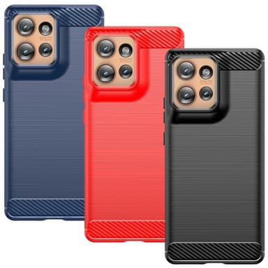 SKALO Motorola Edge 50 5G Armor Carbon Iskunkestävä TPU suojakuori - Punainen