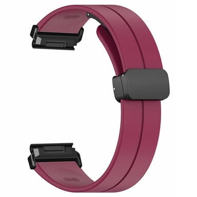 SKALO Silikoniranneke metallisolki Garmin Fenix 7X/7X Pro 51mm - Viininpunainen