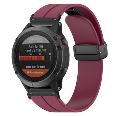 SKALO Silikoniranneke metallisolki Garmin Fenix 7X/7X Pro 51mm - Viininpunainen