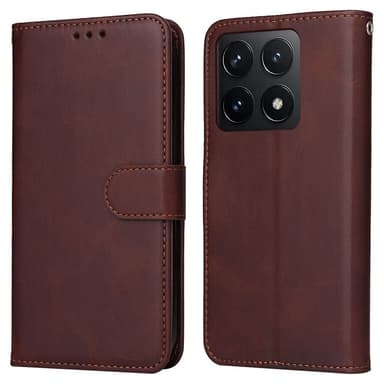 SKALO Xiaomi 14T PU-nahkainen Lompakkokotelo - Ruskea