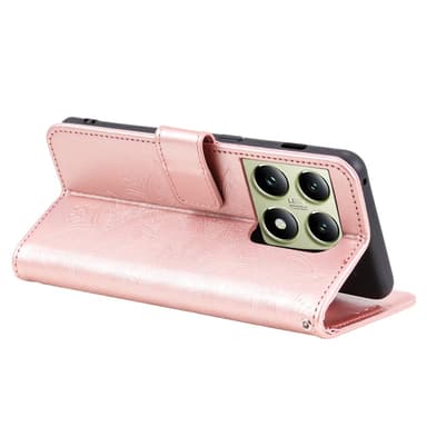SKALO Xiaomi 14T Pro Mandala lompakkokotelo - Ruusukulta