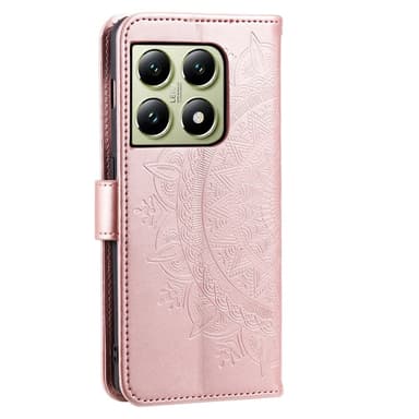 SKALO Xiaomi 14T Pro Mandala lompakkokotelo - Ruusukulta