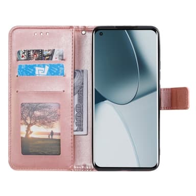 SKALO Xiaomi 14T Pro Mandala lompakkokotelo - Ruusukulta