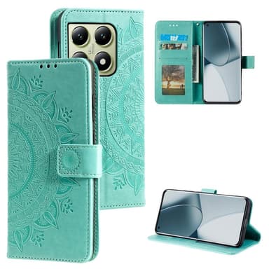 SKALO Xiaomi 14T Mandala lompakkokotelo - Turkoosi
