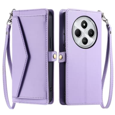 SKALO Xiaomi Redmi 14C PU-Nahkakotelo Lompakkokotelo - Violetti