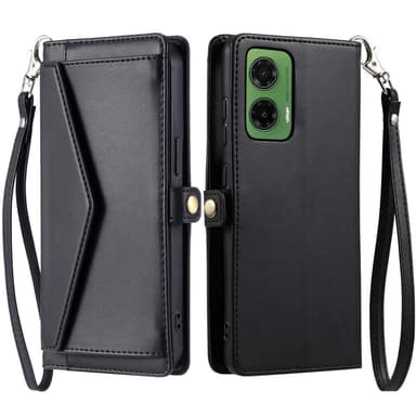 SKALO Motorola Moto G35 5G PU-Nahkakotelo Lompakkokotelo - Musta