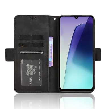 SKALO Xiaomi Redmi 14C 6-lokeroa Lompakkokotelo - Musta