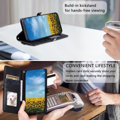 SKALO Motorola Moto G35 5G PU-Nahkakotelo Lompakkokotelo - Musta