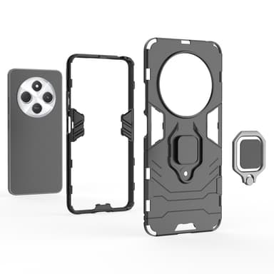 SKALO Xiaomi Redmi 14C Armor Hybridi metallirengas kuori - Musta