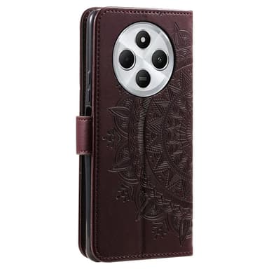 SKALO Xiaomi Redmi 14C Mandala lompakkokotelo - Ruskea