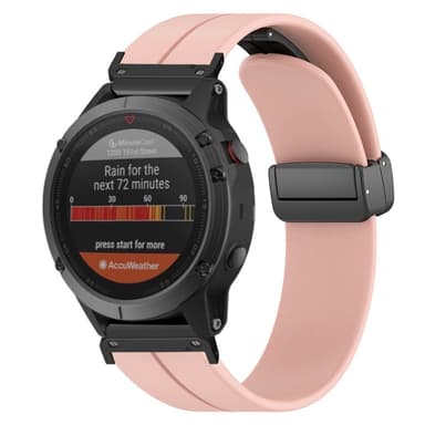 SKALO Silikoniranneke metallisolki Garmin Fenix 8 47mm - Pinkki