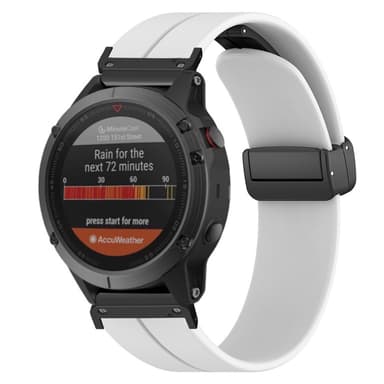 SKALO Silikoniranneke metallisolki Garmin Fenix 8 51mm - Valkoinen