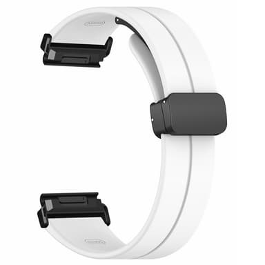 SKALO Silikoniranneke metallisolki Garmin Fenix 8 51mm - Valkoinen