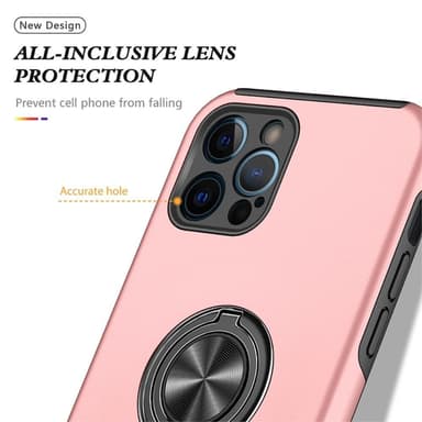 iPhone 14 Pro Sormirengas Sivutuen Hybridikotelo - Vaaleanpunainen