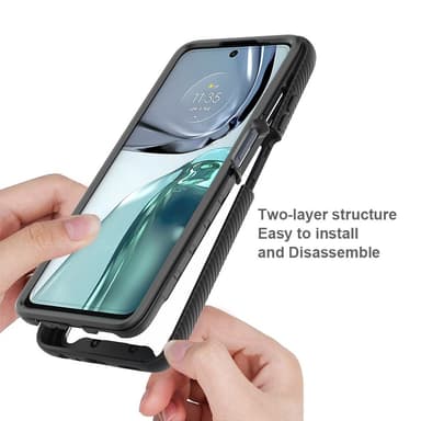 SKALO Motorola Moto G62 5G Iskunkestävä Clear Hybridi Suojakuori - Musta