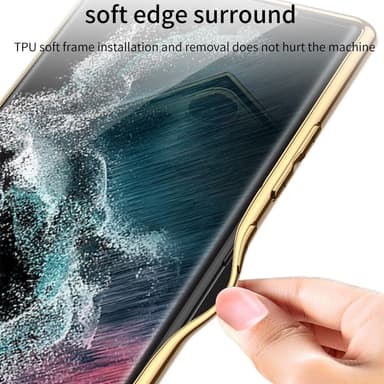 SKALO Samsung S23 Ultra PU-nahkainen Gold Edge Suojakuori - Vihreä