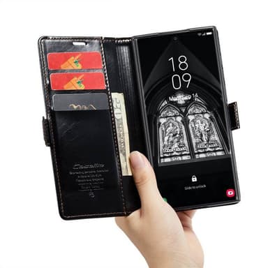 CaseMe Lompakkokotelo 3-kortti Samsung Galaxy S23 Ultra - Musta