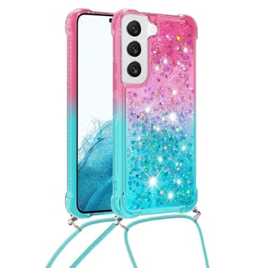 SKALO Samsung S23 Juoksuhiekka Glitter Mobile kaulapanta - Pinkki-Turkoosi