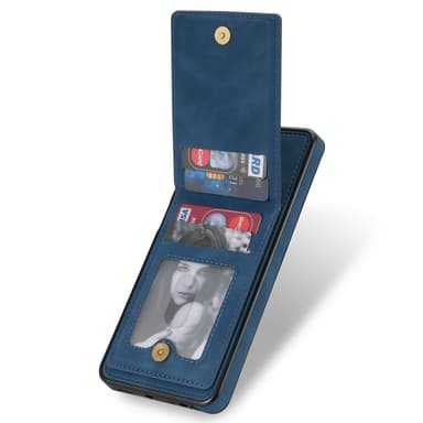 SKALO Samsung S23 PU-nahkainen Suojakuori Lompakolla - Sininen