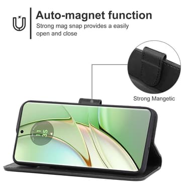 SKALO Motorola Edge 40 5G Premium Wallet Lompakkokotelo - Musta