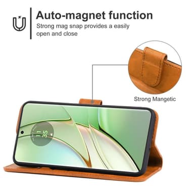 SKALO Motorola Edge 40 5G Premium Wallet Lompakkokotelo - Khaki