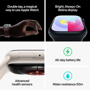 Apple Watch S9 45mm GPS (keskiyö alu./keskiyönsin. Sport Band) S/M