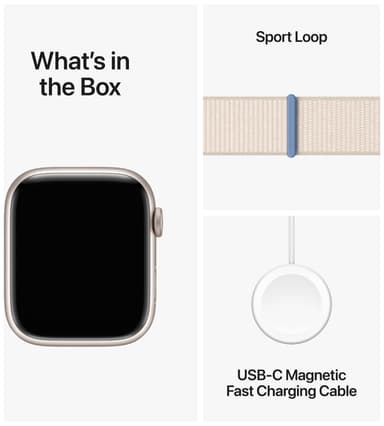 Apple Watch S9 45mm GPS (tähtivalkea alu./tähtivalkea Sport Loop)