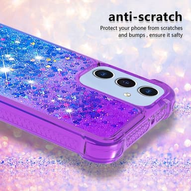 SKALO Samsung A16 Juoksuhiekka Glitter Sydämet TPU kuori - Violetti-Sininen