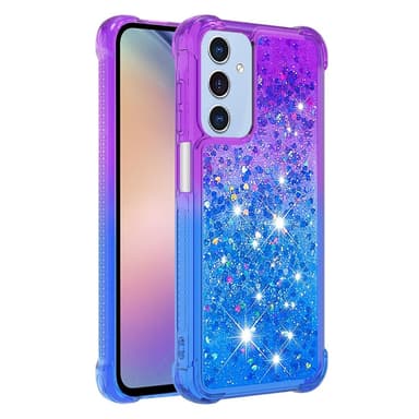 SKALO Samsung A16 Juoksuhiekka Glitter Sydämet TPU kuori - Violetti-Sininen