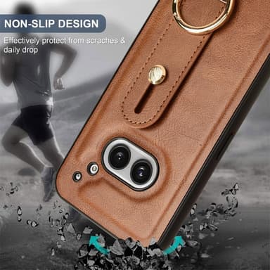 SKALO Nothing Phone (2a) Plus PU-nahkakuori käsivarsinauhalla - Ruskea