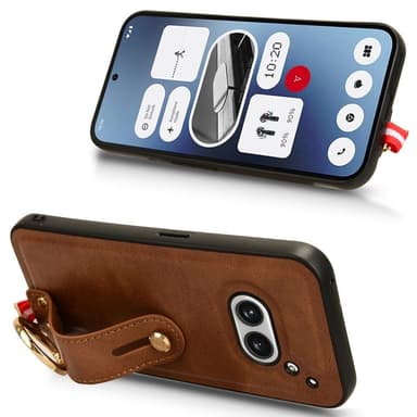SKALO Nothing Phone (2a) Plus PU-nahkakuori käsivarsinauhalla - Ruskea