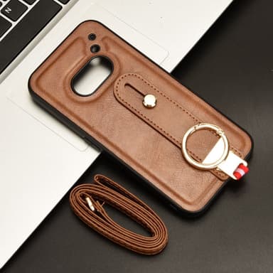 SKALO Nothing Phone (2a) Plus PU-nahkakuori käsivarsinauhalla - Ruskea