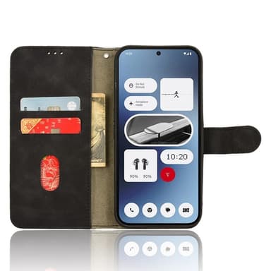 SKALO Nothing Phone (2a) Plus Matt PU Nahka lompakkokotelo - Musta