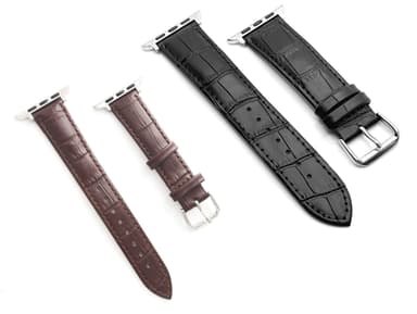 SKALO Krokotiilikuvioinen nahkaranneke Apple Watch Series 10 46mm - Musta