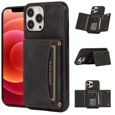 Ylellinen PU-nahkakotelo iPhone 15 -sarjalle, korttiteline, taitettava jalusta iPhone 15 Plus