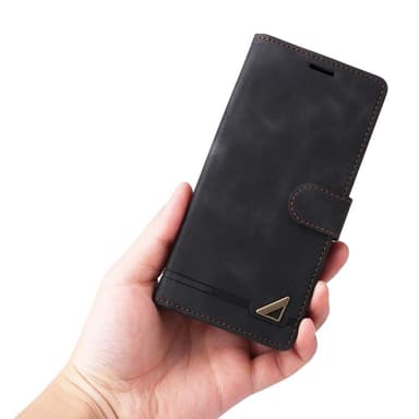 SKALO Samsung A14 4G/5G Lompakkokotelo PU-nahkaa - Musta